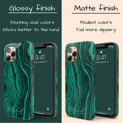 Malachite Marble Agate Custom Name iPhone Case